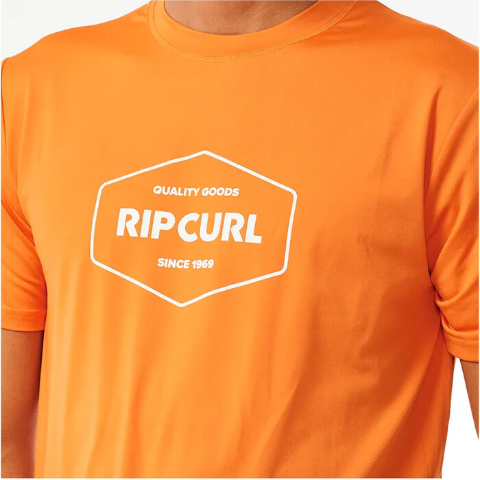 2024 Rip Curl Mnner Stapler UPF Kurzarm-Lycra-Weste 14UMRV - Mandarin Red